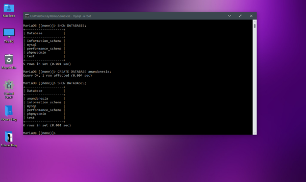 Cara Membuat Database MySQL XAMPP di CMD - anandanesia.com