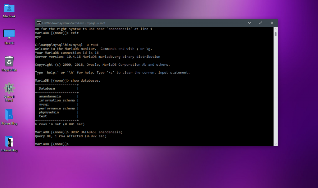 Cara Menghapus Database MySQL Menggunakan CMD